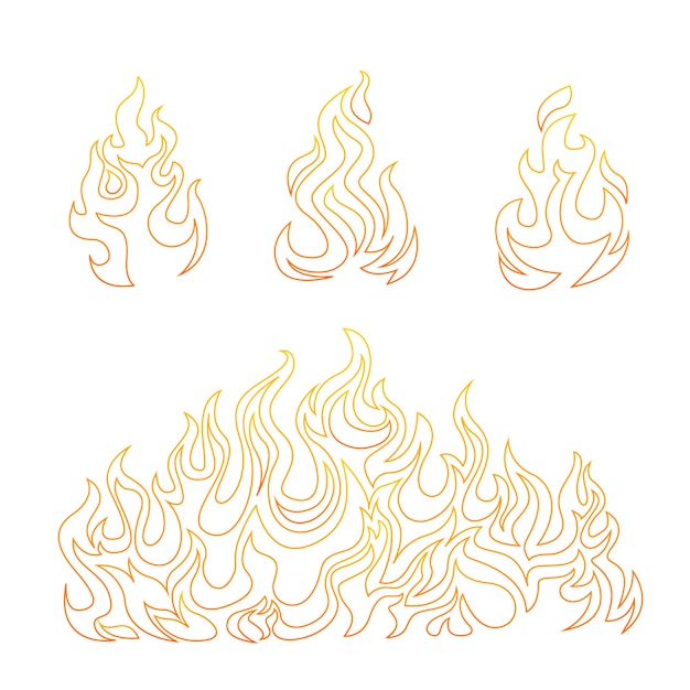 Vecteur illustration de contour de feu dessiné à la main