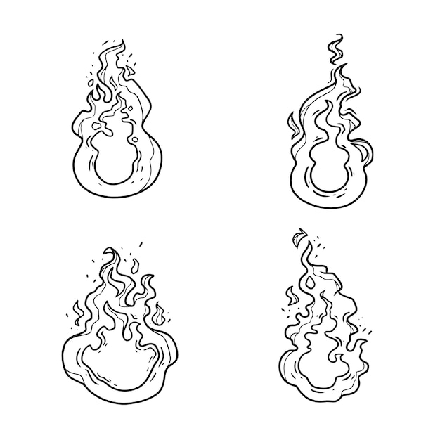 Illustration De Contour De Feu Dessiné à La Main