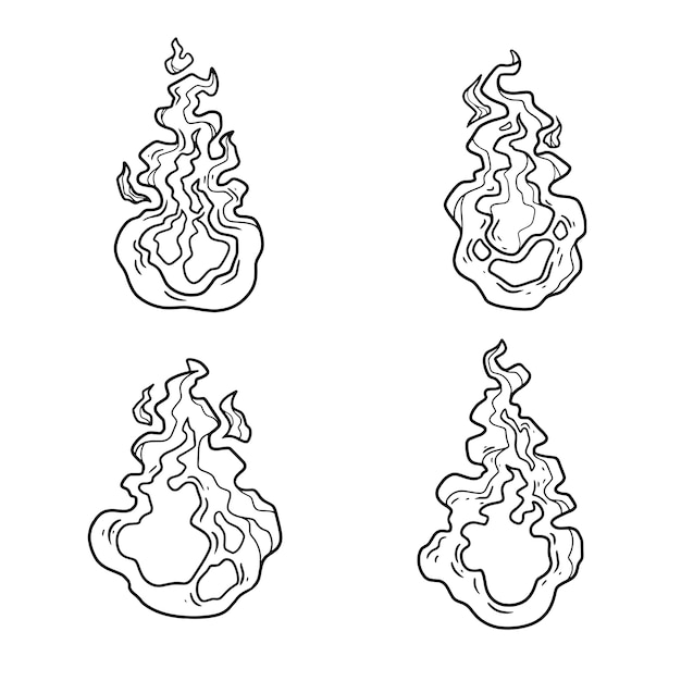 Vecteur illustration de contour de feu dessiné à la main