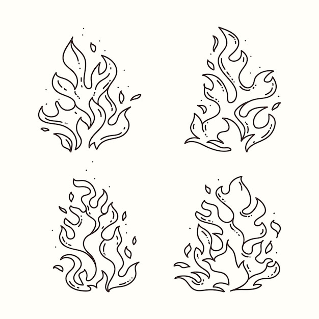 Illustration de contour de feu dessiné à la main