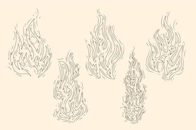 Illustration de contour de feu dessiné à la main