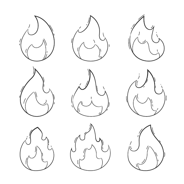 Vecteur illustration de contour de feu dessiné à la main