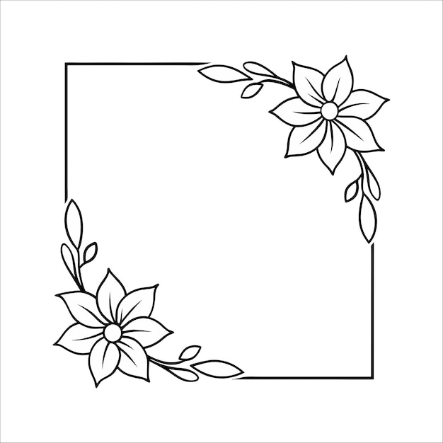 illustration de contour de fleur de bordure au coin