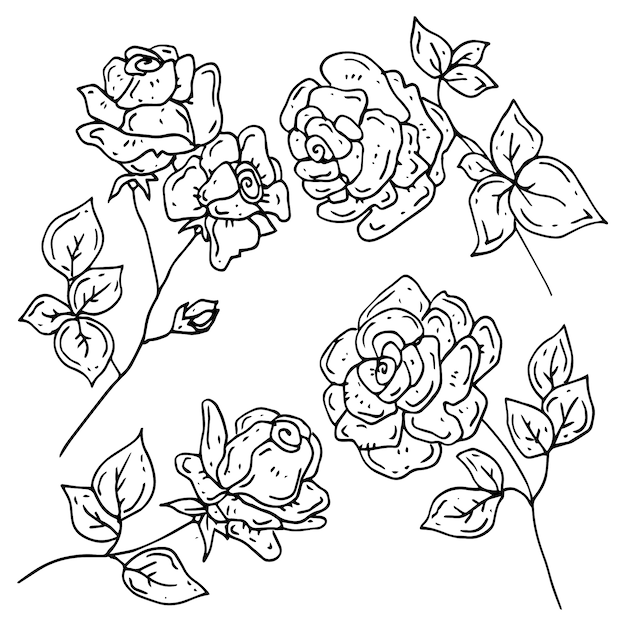 Illustration de contour de fleur simple dessiné à la main