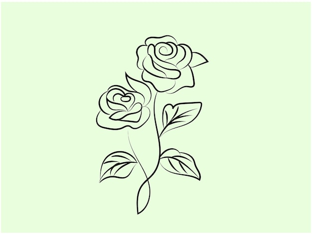 Illustration De Contour De Fleur Simple Dessinée à La Main Par Vecteur