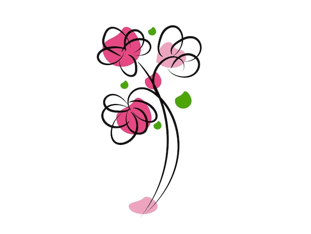 illustration de contour de fleur simple dessinée à la main par vecteur