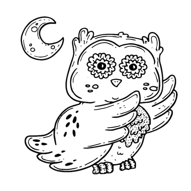 Illustration de contour de hibou dessiné à la main