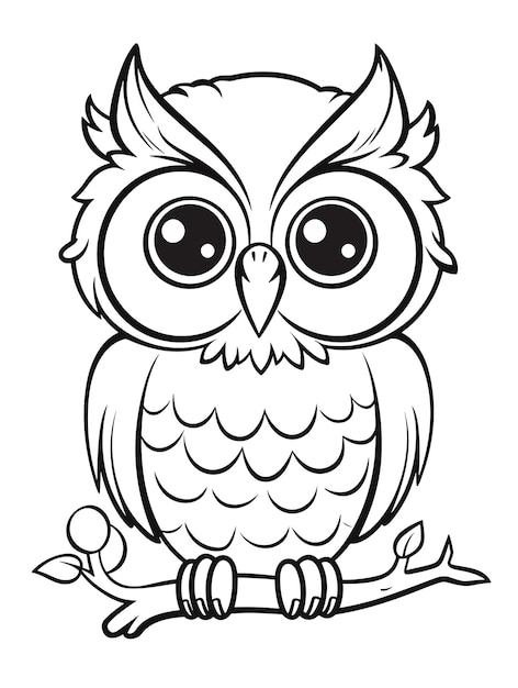 Illustration De Contour De Hibou Dessinée à La Main Page De Coloriage De Hibou Mignon