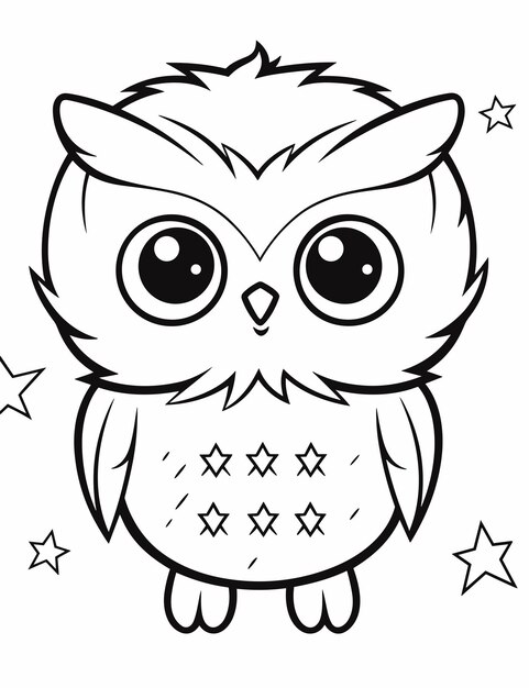 Vecteur illustration de contour de hibou dessinée à la main page de coloriage de hibou mignon