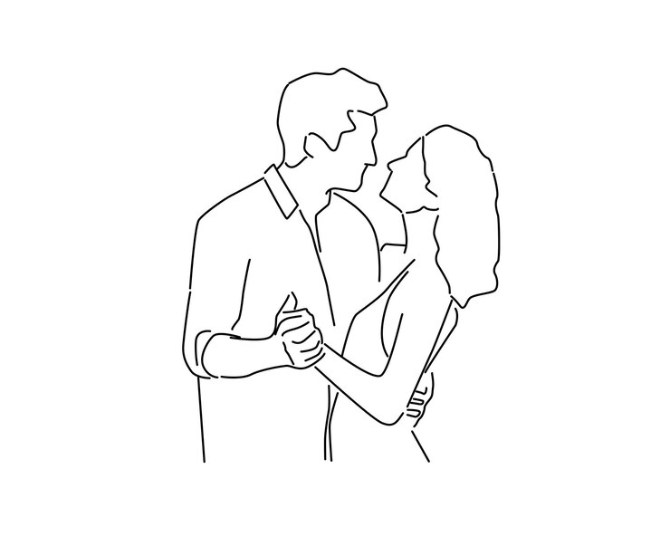 Vecteur illustration de contour homme et fille dessinés à la main vecteur gratuit