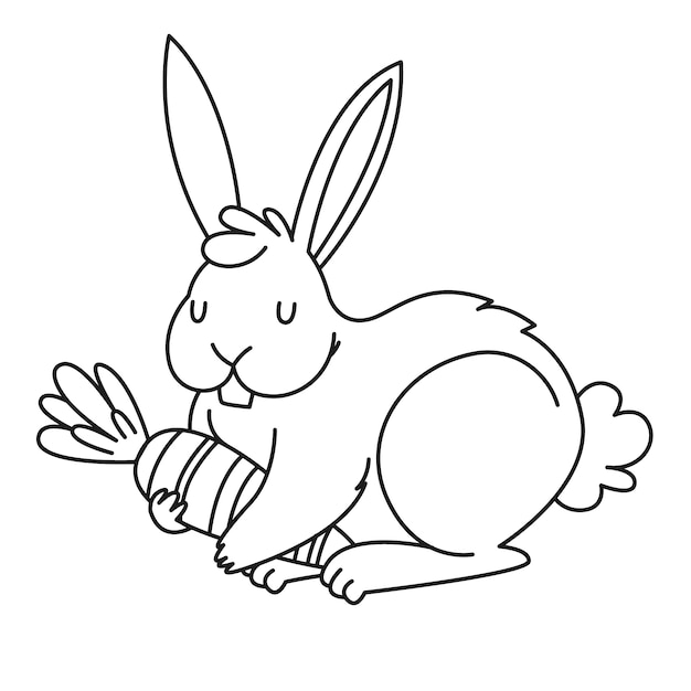 Vecteur illustration de contour de lapin dessiné à la main