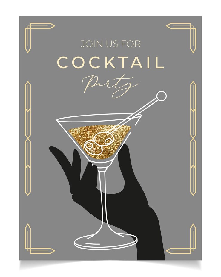 Illustration de contour de la main de la femme tenant un verre à cocktail, vecteur. Invitation pour le modèle de fête.