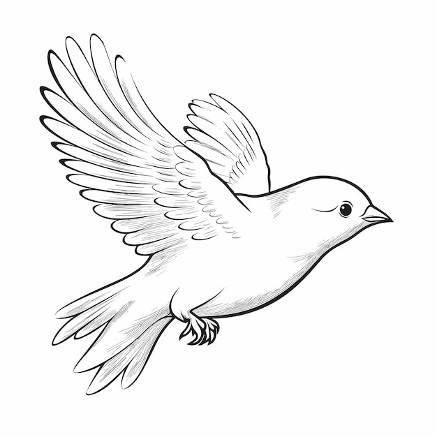 illustration de contour d'oiseau dessiné à la main Oiseau mignon pour les enfants coloriage noir et blanc