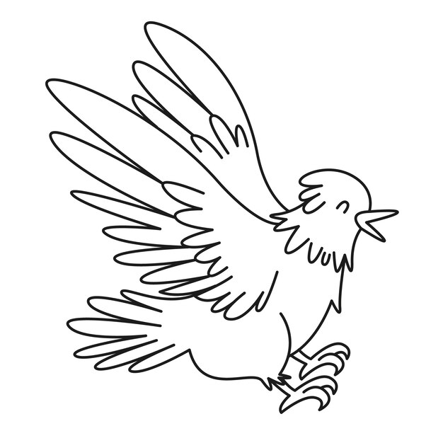 Illustration de contour d'oiseau dessiné à la main