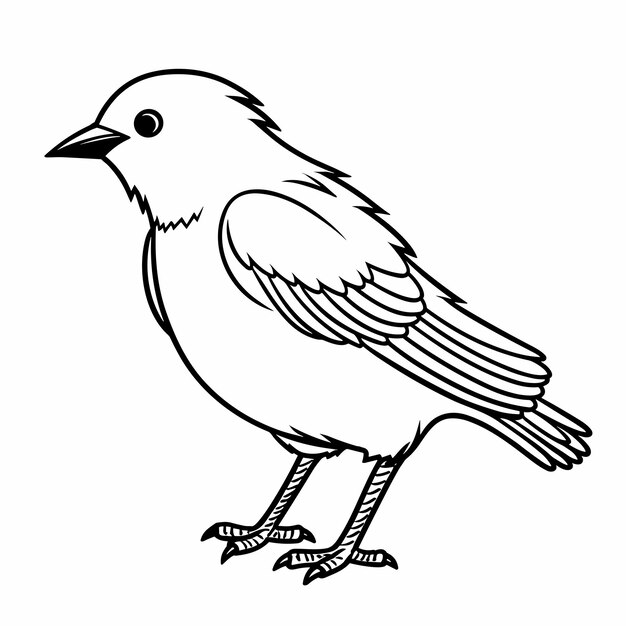 Vecteur illustration de contour d'oiseau dessiné à la main