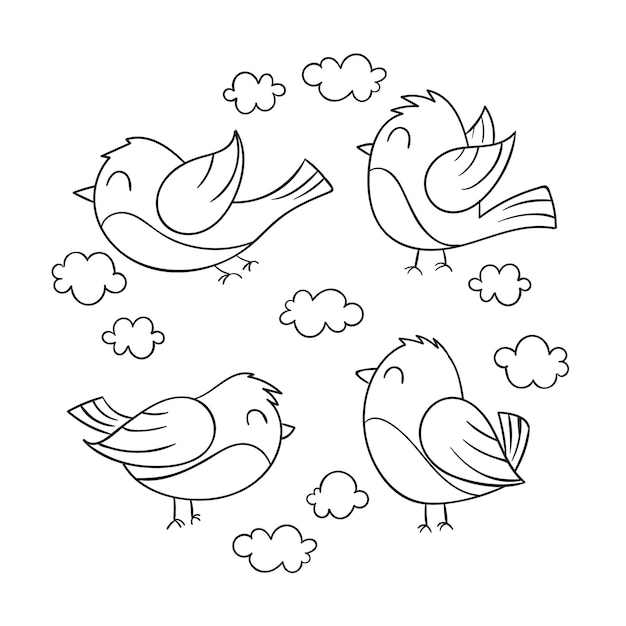 Illustration de contour d'oiseau dessinée à la main