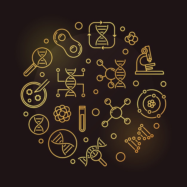 Illustration de contour or circulaire vecteur biochimie