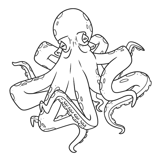 Illustration de contour de pieuvre dessiné à la main