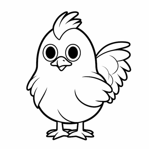 Vecteur illustration de contour de poulet bébé dessiné à la main pages de coloriage de poulet bébé mignon pour les enfants