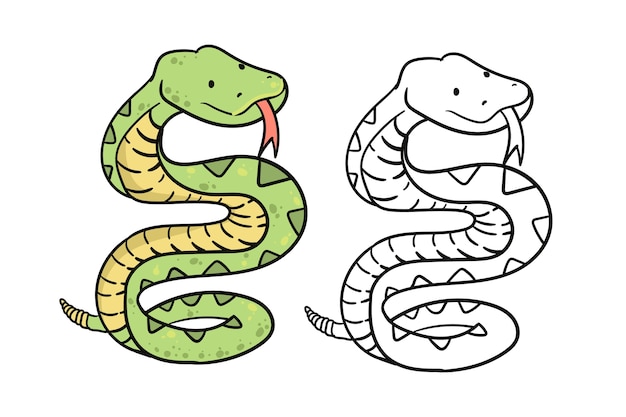 Vecteur illustration de contour de serpent dessiné à la main