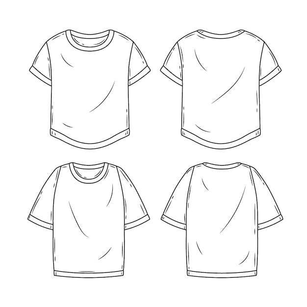 Vecteur illustration de contour de t-shirt dessiné à la main