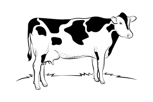 Vecteur illustration de contour de vache dessiné à la main