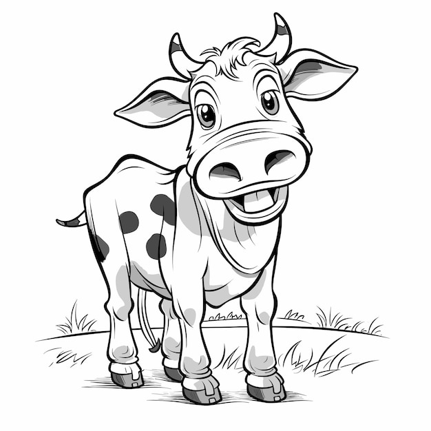 Illustration De Contour De Vache Dessinée à La Main Pages à Colorier De Vache Mignonne Pour Les Enfants