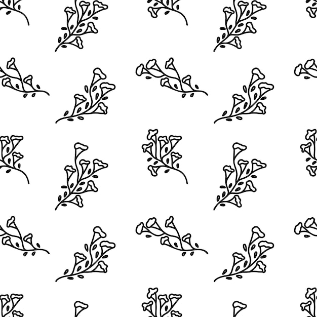 Illustration de contour de vecteur avec des fleurs sauvages sur le modèle sans couture