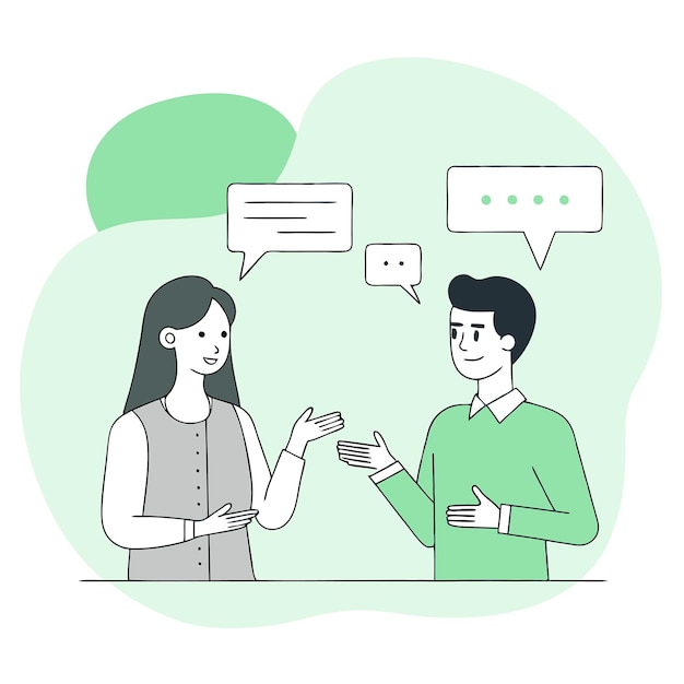 Illustration d'une conversation réfléchie entre des individus