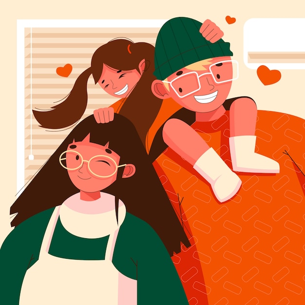 Illustration de coparentalité dessinée à la main