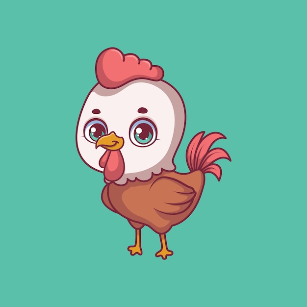 Illustration d'un coq de dessin animé sur fond coloré