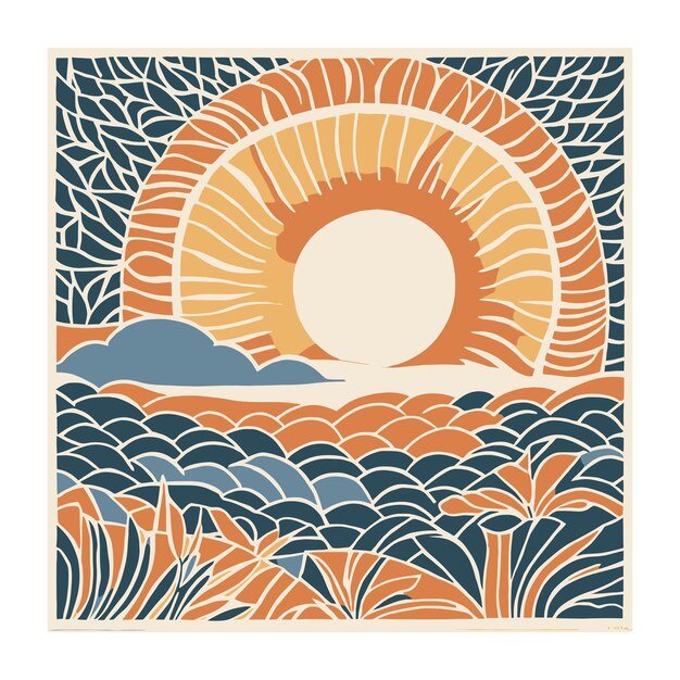 Illustration De Coucher De Soleil Boho