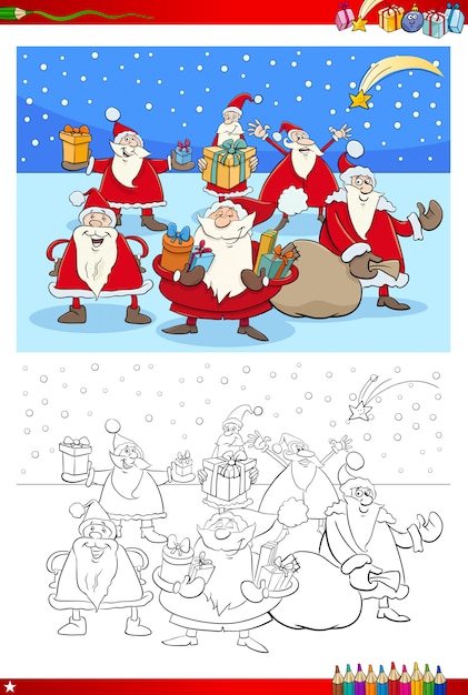 Illustration En Couleur Du Livre Du Groupe Du Père Noël