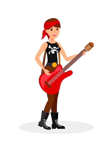 Illustration de couleur vecteur femelle musicien rock