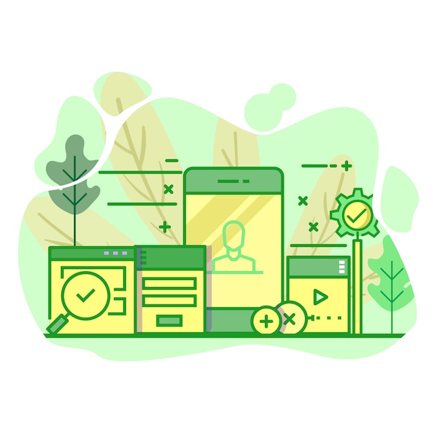 Illustration De Couleur Vert Plat Moderne D'interface Utilisateur