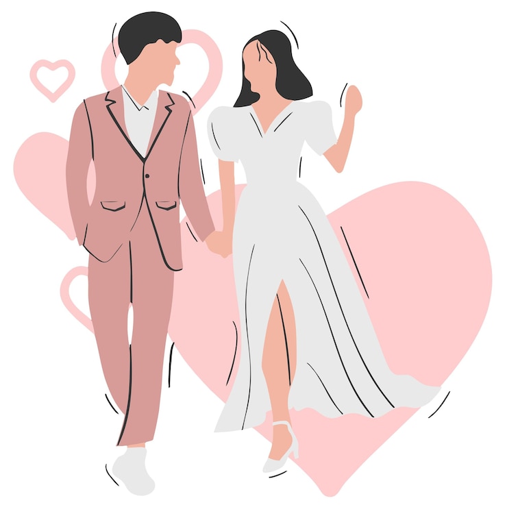 Vecteur illustration de couple de mariage