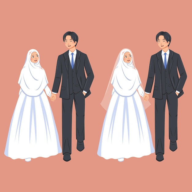 L'illustration d'un couple de mariés musulmans