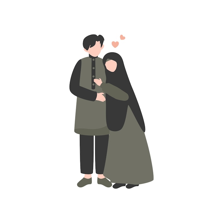 Vecteur illustration d'un couple musulman romantique