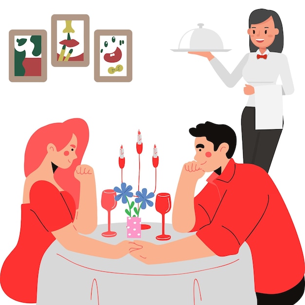 illustration d'un couple qui dîne