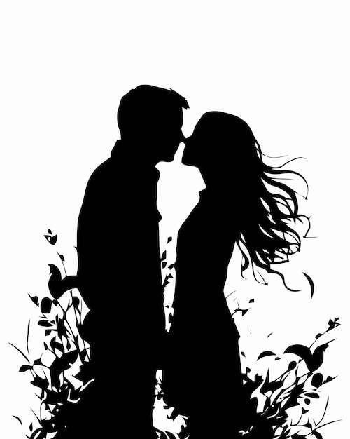 illustration de couple en silhouette