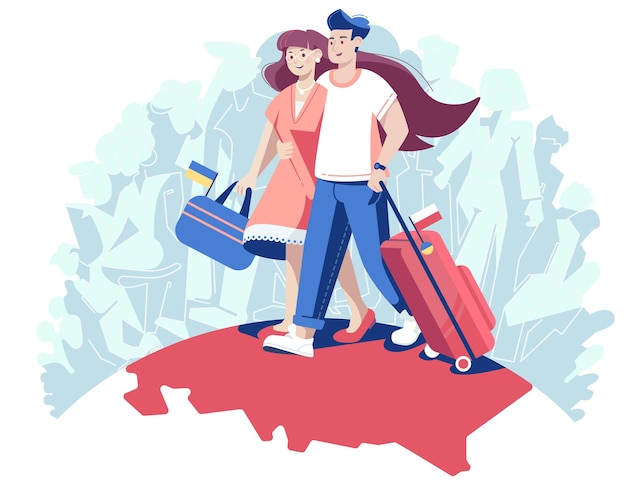 Vecteur illustration d'un couple de voyageurs