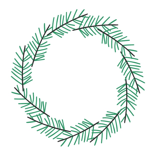 Vecteur illustration de couronne d'hiver avec des branches de sapin vert