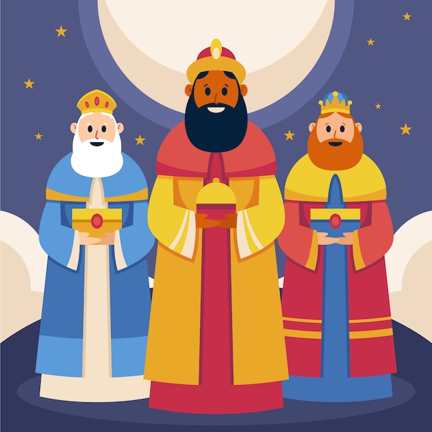 Vecteur illustration de couronnes de reyes magos plat