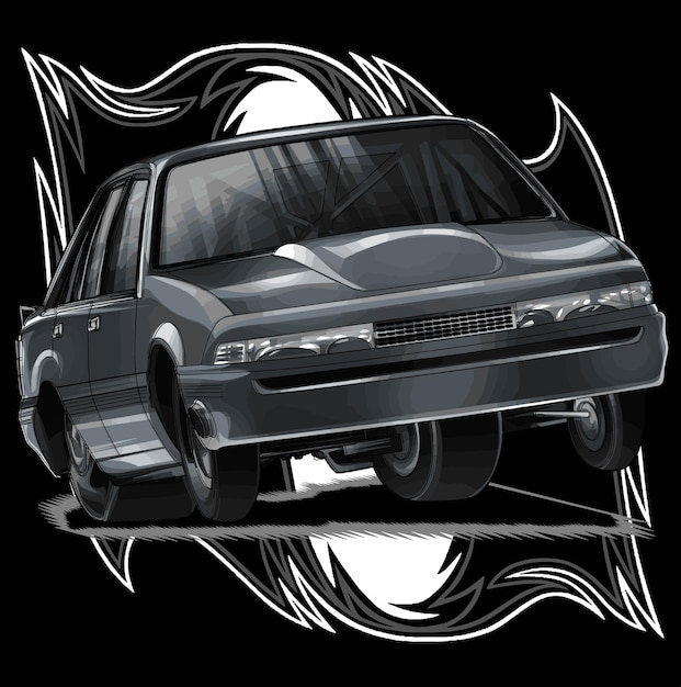 Vecteur illustration de course de dragsters isolée sur fond noir pour poster tshirt design graphique business el