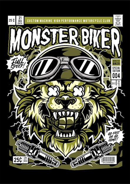 Illustration de couverture de bande dessinée de monstre de loup