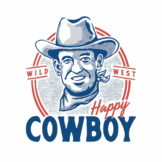 Vecteur illustration de cow-boy heureux