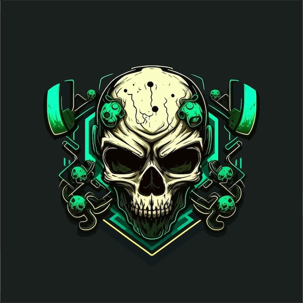 Illustration de crâne, logo de mascotte esports, modèle de jeu