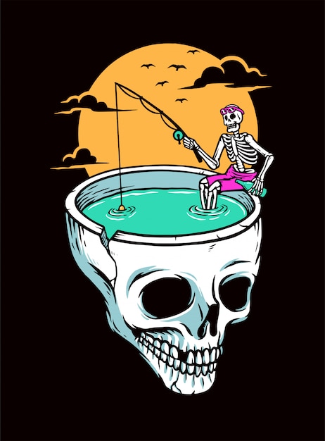 Illustration de crâne de pêche