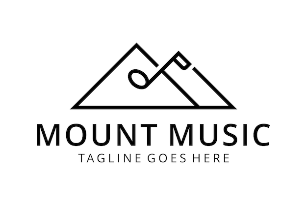 Illustration Créative Montagne Simple Avec Vecteur De Conception De Logo De Note De Musique