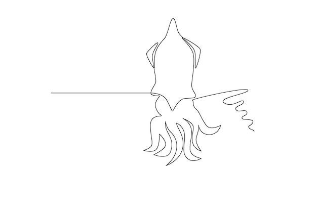 Une Illustration De Créature Marine Et D'animaux Sous-marins. Ligne Simple Et Concept De Ligne De Poisson.